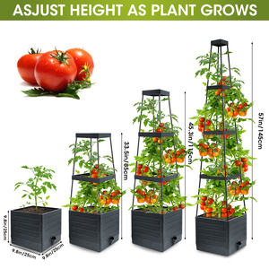 Garden Plant Supports <b>Removable</b> Garden Plant Support Tower Outdoor Tomato Cage Planter <b>Boxes</b> Self Watering Raised with Trellis - Product Image 4