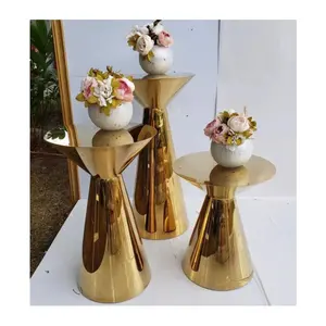 Wedding party Dessert Cake Table Silver Metal Plinth Set mirror shinny Gold Round cylinder pedestal
