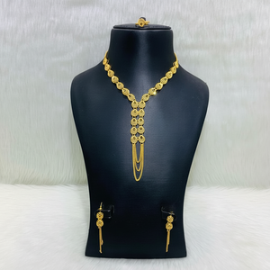 Parure de collier plaqué or 24 carats d'un gramme, motif floral et chiffres, chaîne légère en laiton, style religieux tendance, pour fiançailles - Product Image 4