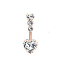 CRYSPURE 14g Piercings de nombril en acier inoxydable pour femmes, opale CZ cœur or rose, bijoux élégants pour piercing de nombril, vente en gros OEM