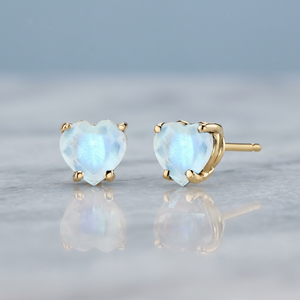Heart Cut Moonstone <b>Stud</b> Earrings 925 <b>Silver</b> Claw Setting Women's Classic Fine Jewelry Everyday Wear - Product Image 4