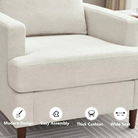 Fauteuil lounge simple moderne avec pieds en bois Fauteuil surdimensionné confortable pour la réception ou la lecture Fauteuil d'appoint rembourré