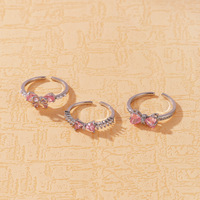 Bague Princesse Rose en Acier Inoxydable Plaqué Or 18K, Anti-ternissement, Motifs Nœud, Couronne, Cœur et Papillon – Nouveauté Tendance TikTok de Fanhua Jewelry