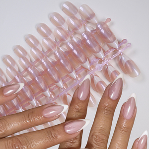 120 pièces de faux <span class=keywords><strong>ongles</strong></span> courts en forme d'amande <span class=keywords><strong>rose</strong></span>, à presser, couvrant entièrement l'ongle, avec paillettes, lustré <span class=keywords><strong>nacré</strong></span>, faux <span class=keywords><strong>ongles</strong></span> en acrylique artificiels - Product Image 4
