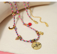 Collier ras du cou tendance pour femme, style rétro français INS, tressé, plaqué or 18 carats, en acier inoxydable, chaîne en corde, collier bohème pour clavicule