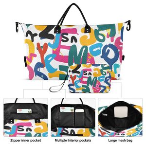 Juego de Viaje de 2 Piezas con MOQ Bajo, Bolsa de Lona Personalizada con Estampado de Líneas Abstractas y Bolsa de Maquillaje Portátil con Cierre para Mujer - Product Image 2