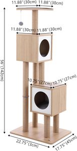 <b>Cat</b> Tree <b>Cat</b> Tower for Indoor Modern Wood Condo with <b>Scratching</b> <b>Post</b> for <b>Large</b> <b>Cats</b> Climbing - Product Image 4