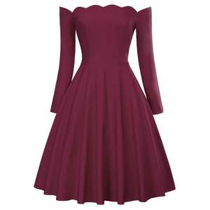 BP000485 Belle Poque Sexy Delle Donne A <span class=keywords><strong>Maniche</strong></span> <span class=keywords><strong>Lunghe</strong></span> con Spalle <span class=keywords><strong>Svasato</strong></span> A-Line Retro Dress Vintage - Product Image 2