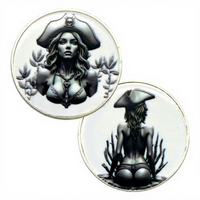5 pièces de monnaie de pirate pour filles, plaquées argent, noires et blanches, à collectionner, pour le défi des pirates
