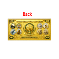 Juego de 8 billetes de oro de doble cara con animales raros: Panda gigante, Tigre siberiano, Leopardo de las nieves, Oso polar, las Siete Maravillas del mundo