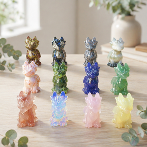 Oferta Especial: Artesanía de Cristal Natural Pulido, Feng Shui, Mezcla de Materiales, Animales Tallados en Cuarzo, Dragón de Ópalo para Decoración - Product Image 1
