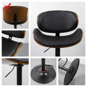 Tabouret de bar pivotant moderne et réglable avec structure en bois courbé, chaise de comptoir en cuir PU de qualité supérieure pour cuisine, hôtel, salon de beauté pour animaux - Product Image 3