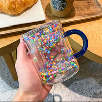 Nouveau à la mode lune coeur verre tasse Ins filles bureau café lait tasses verre avec poignée tasse en gros