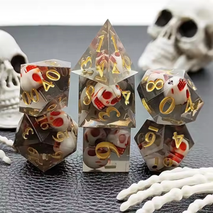 Dés à jouer en résine pour <span class=keywords><strong>jeu</strong></span> <span class=keywords><strong>de</strong></span> rôle DND, thème Halloween, crâne, bord tranchant, vente en gros - Product Image 1