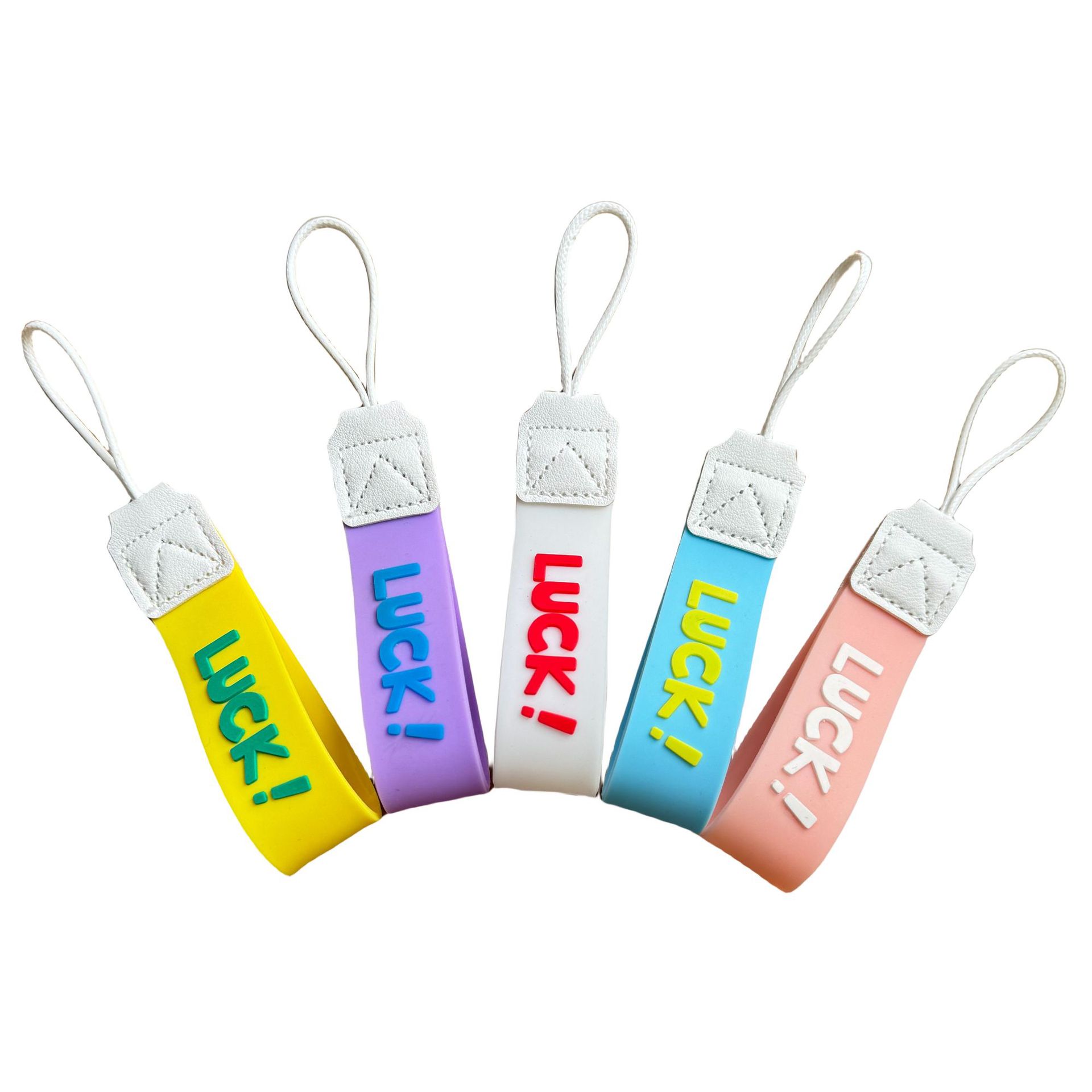 Custom Cute Logo Girls Water Bottle Holder and Coffee Cup Carrying Strap PVC Lanyard with Wrist Handle Short Key