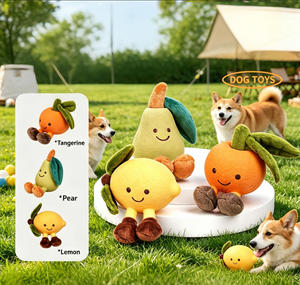 Jouet à mâcher pour chien en peluche courte, design classique fruits, écologique, style coréen mignon, avec couineur, en latex - Product Image 1