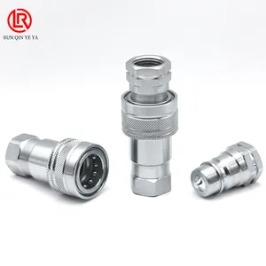 Conector rápido hidráulico de acero al carbono galvanizado, tubo de aceite de alta presión, autosellado, conector rápido abierto y cerrado, de acero al carbono, de alta presión