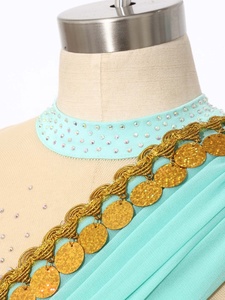 Trajes de Danza del Vientre para Niñas, Malla con Monedas Doradas, Ropa de Danza Árabe Profesional para Niños, Conjunto de Pantalones Harem de Manga Larga Estilo Bollywood, Personalizado - Product Image 3