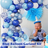 Kit de guirlandes de ballons bleu roi, bleu ciel, blanc et argent pour décoration de fête d'anniversaire ou de baby shower