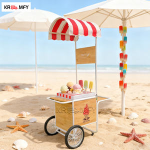 Carrito de Helados Móvil Remolcable con Toldo y Vitrina, Carrito de Venta de Comida Rápida, Construcción Metálica Resistente a la Oxidación - Product Image 3
