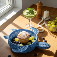 Handgeweven PP rotan schildpadvormige mand Creatief dierenvormig geweven dienblad Fruit Snack opbergmand Decoratieve mand voor thuisgebruik