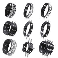 Bracelet en cuir PU noir à rivets cloutés Hip Hop, clubbing, cosplay, gothique, punk, multi-rangs, bracelets, joncs pour hommes