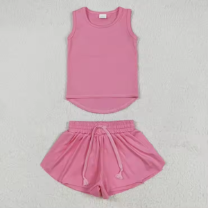 New Arrive Kids Summer Yoga <b>Clothes</b> Outfits Yoga Softball Bows Blue Short Sleeve Shorts Girls Set - Product Image 6