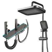 Kit de douche mural en aluminium de luxe à 4 fonctions, robinet de bain poli, appartements modernes, salle de bain élégante
