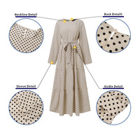 Robe élégante à pois musulmans grande taille pour femmes Robe trapèze large à manches longues