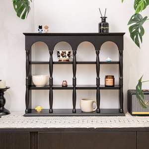 Support à tasses vintage en bois massif, style campagne française, type sur pied, pour présentation de vaisselle dans le salon - Product Image 1