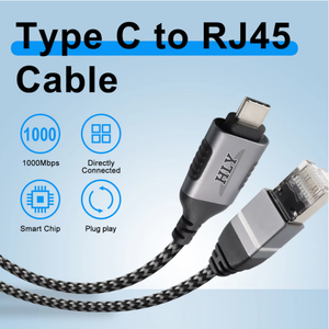 Coque en alliage d'aluminium tressé Type USB C vers câble réseau RJ45 26AWG Connexion directe des tablettes ordinateurs pour téléphone portable - Product Image 5