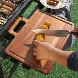 Grande <span class=keywords><strong>planche</strong></span> à découper en bois d'acacia haut de gamme de 15.8 pouces pour griller le cadeau de fête des pères pour le mari ou le <span class=keywords><strong>papa</strong></span> du maître du gril - Product Image 3