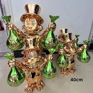 <span class=keywords><strong>Monopoly</strong></span> Scrooge Mcduck Statue Mcduck Hold Money Bags Sculpture Intérieur Pop Arts Décor Résine Chromée Populaire Moderne Or Folk Art - Product Image 2