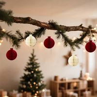Umiss Décorations de Noël Écologiques : Lanternes et Boules en Papier pour Arbre de Noël, Ornements Artisanaux avec Aimant pour la Maison