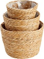 QJMAX Panier à fleurs pliable classique en corde de coton tressée, écologique, anti-poussière, 10L, pour plantes, pots, jardinières, salon