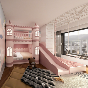 Cama litera <span class=keywords><strong>de</strong></span> madera maciza personalizable para niñas, diseño <span class=keywords><strong>de</strong></span> casa del árbol <span class=keywords><strong>de</strong></span> princesa, barreras <span class=keywords><strong>de</strong></span> seguridad, cama alta para apartamentos pequeños - Product Image 3