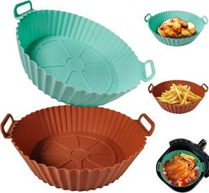 Lot d'accessoires réutilisables pour friteuse à air, 70g, 8 pouces (16 cm), double panier, doublures en silicone pour friteuses à air - Product Image 1