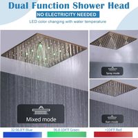Ensemble de douche encastré thermostatique de luxe en laiton brossé, avec pommeau de douche carré de 16 pouces à jet doux et 3 modes, pour appartement et hôtel