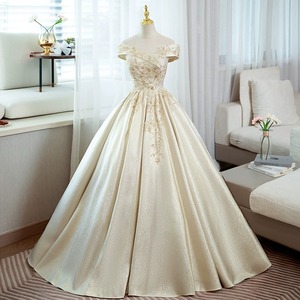 Champagne Off Shoulder Evening Gown Women Stage <b>Performance</b> Dress Ball Gown Formal <b>Wear</b> Adult Size One - Product Image 1