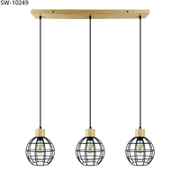 Lámpara Colgante de Madera, Ideas Decorativas, Pantalla Metálica Pequeña, Lámparas Colgantes LED para Hotel, Oficina, Cafetería, Bar