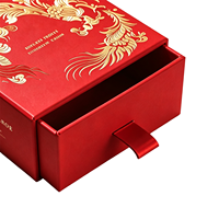 Boîte d'emballage de parfum de luxe Red Phoenix, boîte à tiroir en papier rigide avec insert, logo personnalisé en feuille d'or