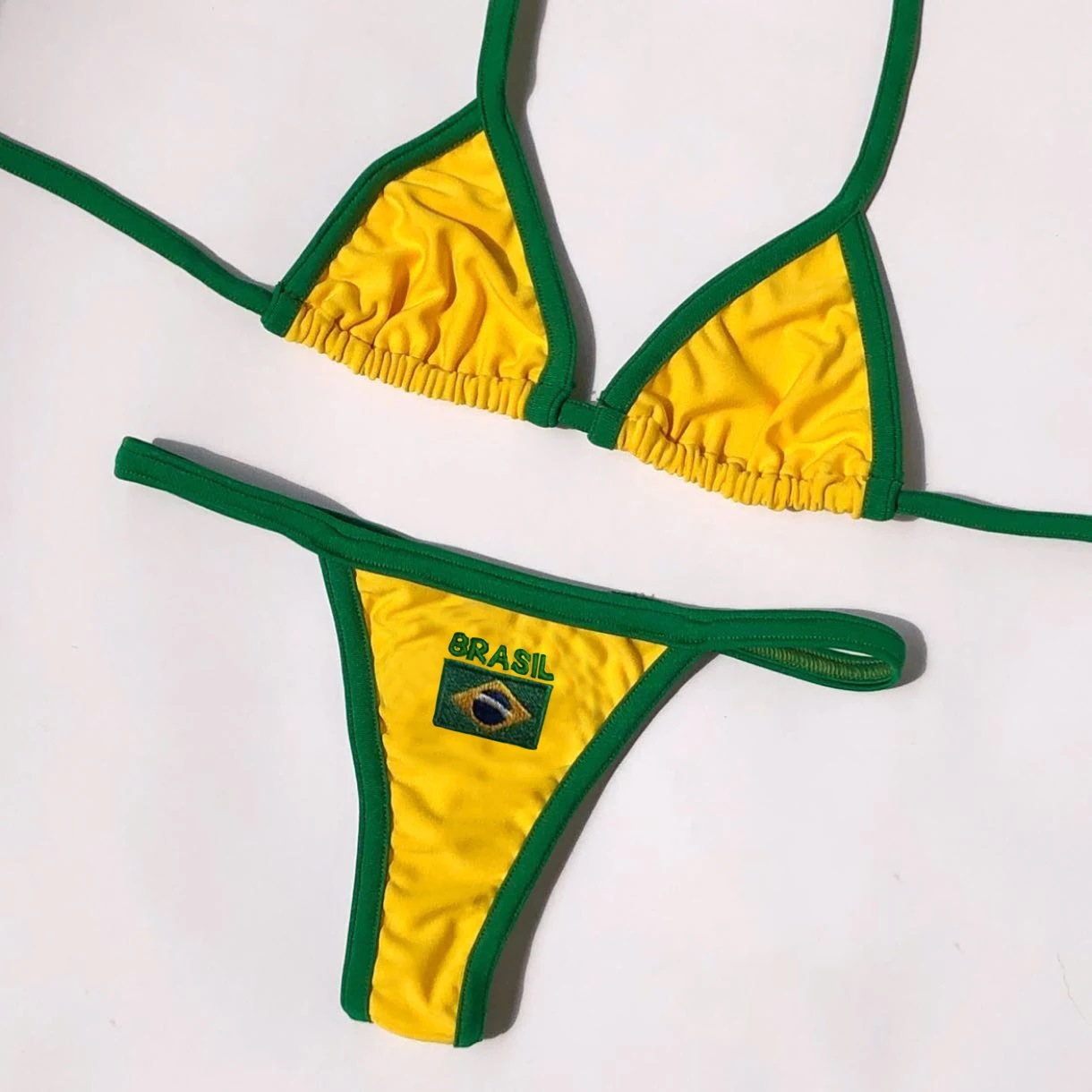 Brazil Flag Sexy Lingerie Set for Women - Wireless Triangle Bra & Bikini  Panty, Breathable & Comfortable Underwear - S/M/L/XL Available