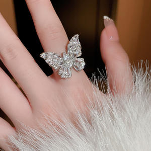 Wholesale Fairy Sparkly Bling Bling <b>Open</b> <b>Rings</b> Zircon Butterfly Shaped <b>Rings</b> Wholesale for Women - Product Image 3