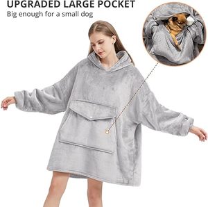 Mặc Chăn Quá Khổ Fluffy Và Thoải Mái Sang Trọng Chăn Ấm Flannel Sherpa Áo Cho Phụ Nữ Người Đàn Ông - Product Image 2