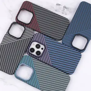 Business Pc Hard Carbon Fiber Kevlar Shockproof Full Protective Mobile Phone Case For Iphones 14 15 Pro Max Aramid Fibre Cases