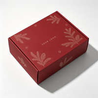 Boîte en papier kraft personnalisée, rouge vin, avec couvercle à charnière, imprimé botanique, logo personnalisé de qualité supérieure, coffret cadeau pour biscuits de Noël