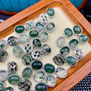 Piedra preciosa suelta de ágata de musgo natural, brillante y delicada, fondo plano ovalado, piedra principal lisa de 9X11mm con color de superficie brillante - Product Image 4