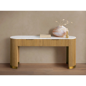 Table basse ovale en bois moderne Derrière le canapé Longue table <span class=keywords><strong>console</strong></span> pour <span class=keywords><strong>entrée</strong></span>, couloir - Product Image 2