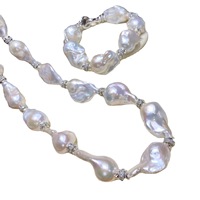 Collar de perlas naturales con cadena de suéter de mujer de grano grande Pulsera Cadena de clavícula Diseño de personalidad transfronterizo