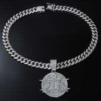 CJH Niche Letter Collier long cubain unisexe, style hip-hop américain, avec pendentif en zircon et maillons géométriques en alliage de zinc, cadeau, Or/Argent